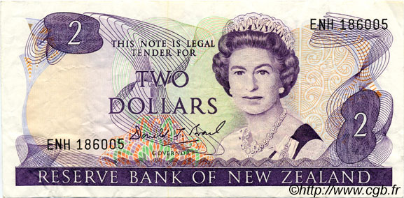 2 Dollars NOUVELLE-ZÉLANDE  1989 P.170c TTB