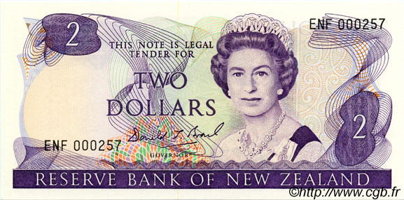 2 Dollars NOUVELLE-ZÉLANDE  1989 P.170c NEUF