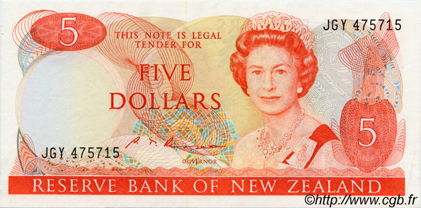 5 Dollars NOUVELLE-ZÉLANDE  1985 P.171b SPL