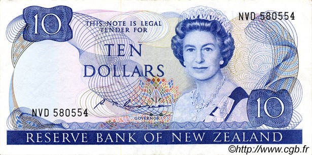 10 Dollars NOUVELLE-ZÉLANDE  1985 P.172b TTB+