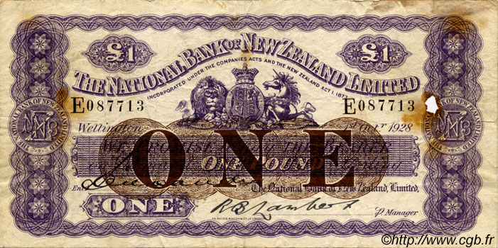 1 Pound NOUVELLE-ZÉLANDE  1928 PS.316 TTB