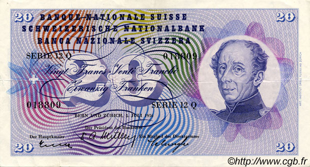 20 Francs SUISSE  1956 P.46d TTB
