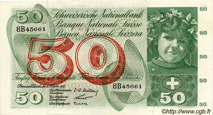 50 Francs SUISSE  1957 P.47b SPL+