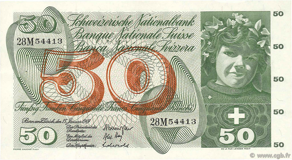 50 Francs SUISSE  1969 P.48i SUP