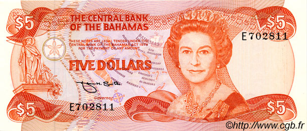 5 Dollars BAHAMAS 1984 P.45b NEUF