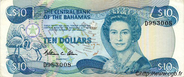 10 Dollars BAHAMAS  1984 P.46a TTB+