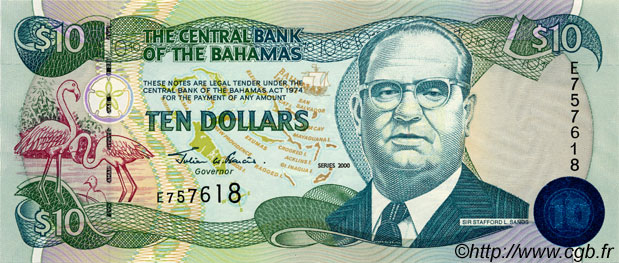 10 Dollars BAHAMAS  2000 P.64 NEUF