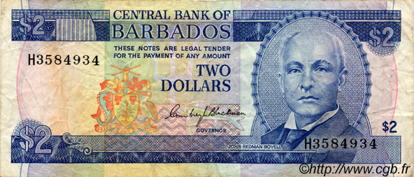 2 Dollars BARBADE  1980 P.30 TB+