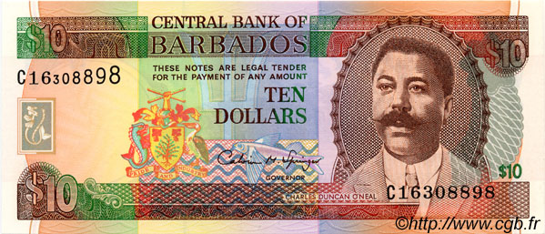 10 Dollars BARBADE  1995 P.48 NEUF