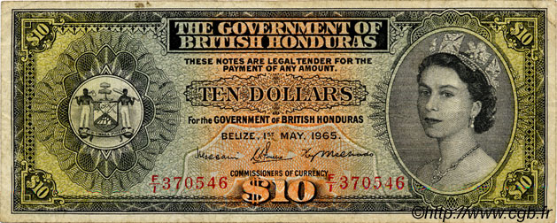 10 Dollars HONDURAS BRITANNIQUE  1965 P.31b TB+