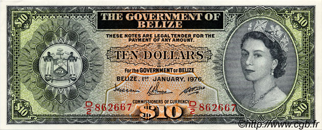 10 Dollars BELIZE  1976 P.36c SPL