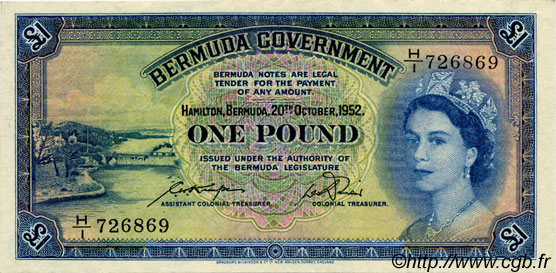 1 Pound BERMUDES  1952 P.20a SUP+