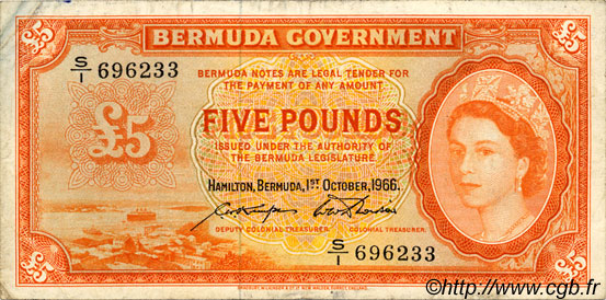 5 Pounds BERMUDES  1966 P.21d TTB