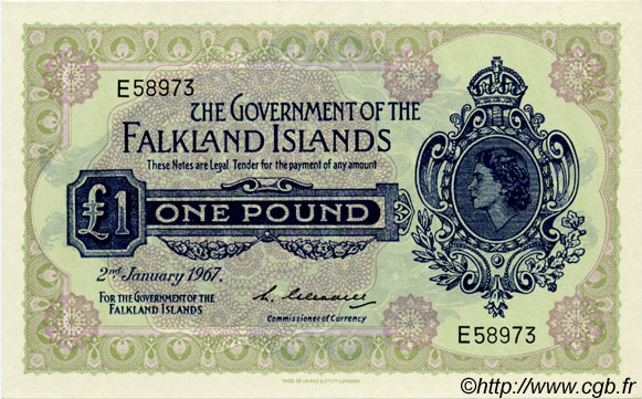 1 Pound ÎLES FALKLAND  1967 P.08a NEUF