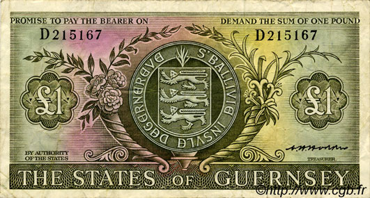 1 Pound GUERNESEY  1969 P.45b TB+
