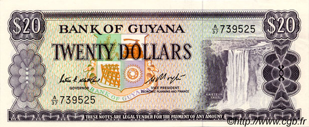20 Dollars GUYANA  1983 P.24c pr.NEUF