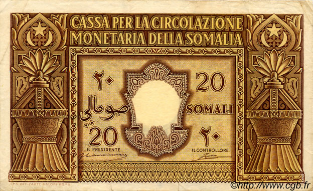 20 Somali ITALIE  1950 P.14a TTB