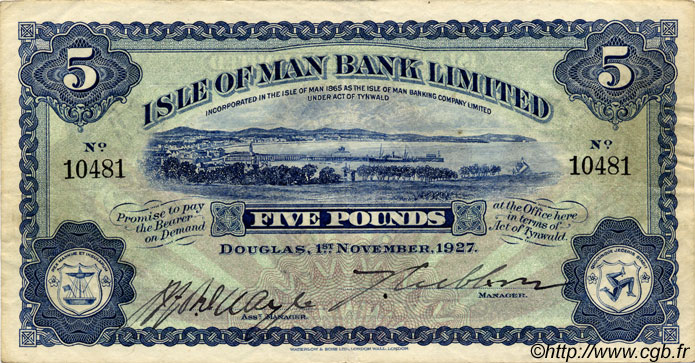5 Pounds ÎLE DE MAN  1927 P.05 TTB