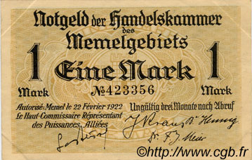 1 Mark MEMEL  1922 P.02 SUP+