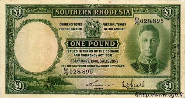 1 Pound RHODÉSIE DU SUD  1948 P.10d TB+