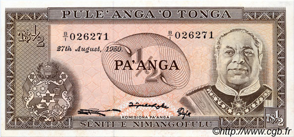 1/2 Pa anga TONGA  1980 P.18c pr.NEUF