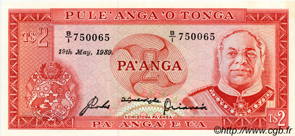 2 Pa anga TONGA  1989 P.20b NEUF