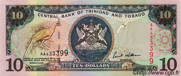 10 Dollars TRINIDAD et TOBAGO  2002 P.43 NEUF