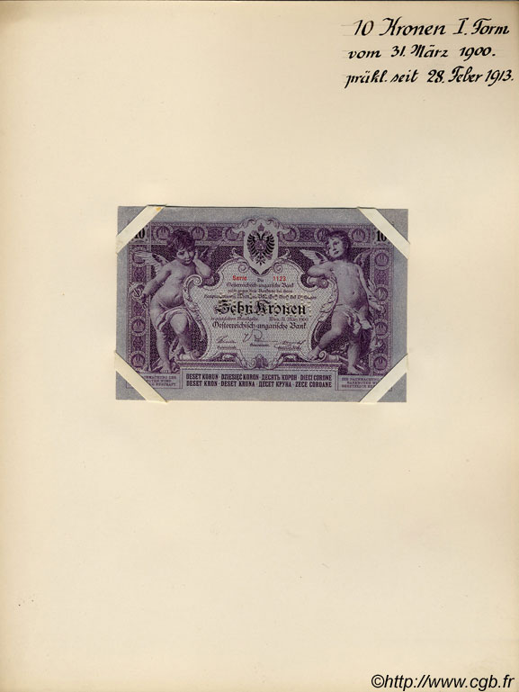10 Kronen Spécimen AUTRICHE  1900 P.004s SUP+