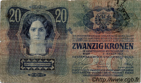 20 Kronen AUTRICHE  1913 P.013v B+