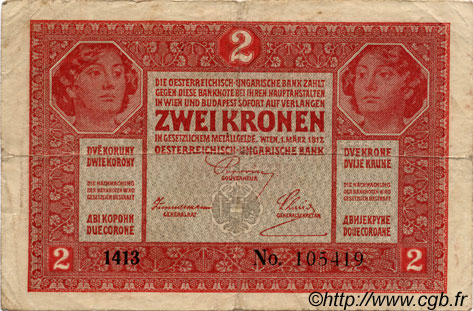 2 Kronen AUTRICHE  1917 P.021 TB