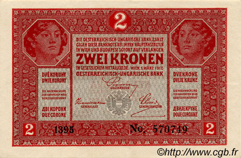 2 Kronen AUTRICHE  1917 P.021 SPL