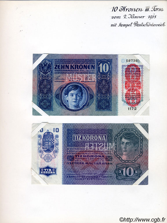 10 Kronen Spécimen AUTRICHE  1919 P.051as SPL+