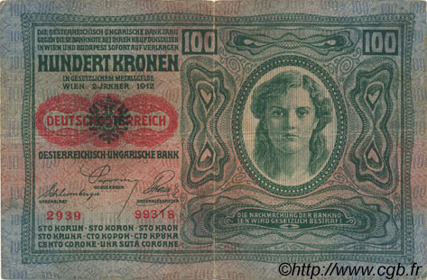 100 Kronen AUTRICHE  1919 P.056 TB