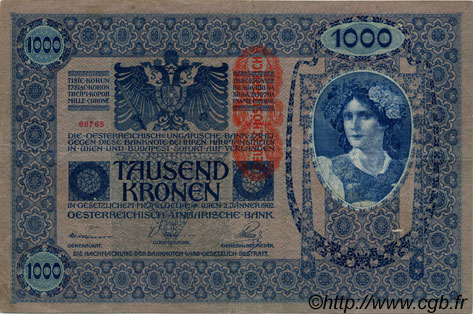 1000 Kronen ÖSTERREICH  1919 P.059 SS