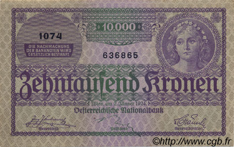 10000 Kronen AUTRICHE  1924 P.085 pr.NEUF