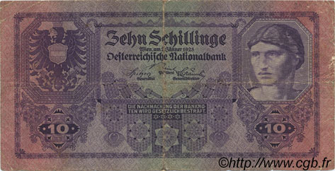 10 Schillinge AUTRICHE  1925 P.089 B+