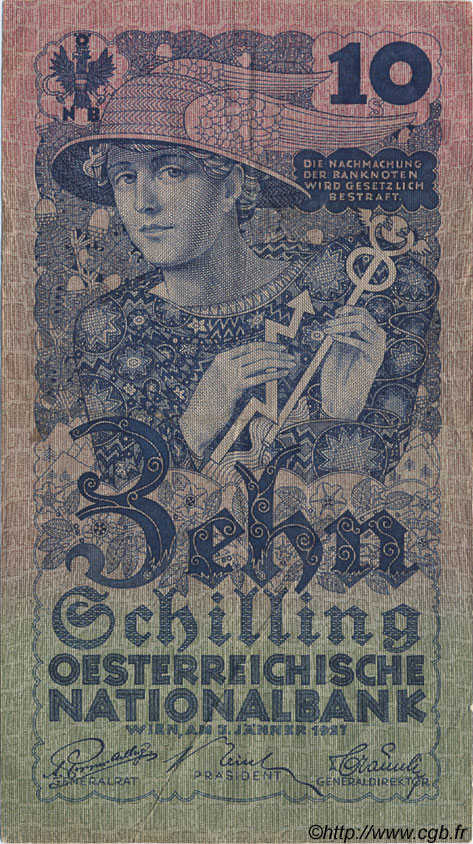 10 Schilling AUTRICHE  1927 P.094 TTB