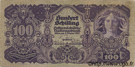 100 Schilling AUTRICHE  1927 P.097 TTB