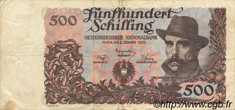 500 Schilling AUTRICHE 1953 P.134a TTB
