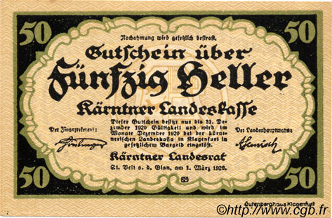 50 Heller AUSTRIA  1920 PS.108 UNC