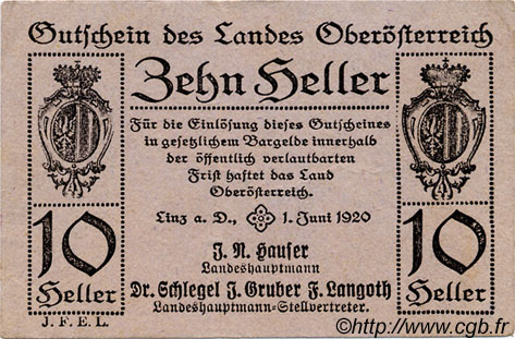 10 Heller AUTRICHE  1920 PS.117a SUP