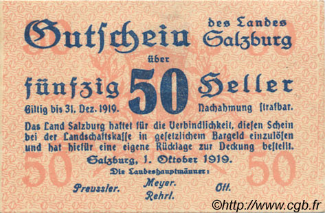 50 Heller AUTRICHE  1919 PS.128a SUP