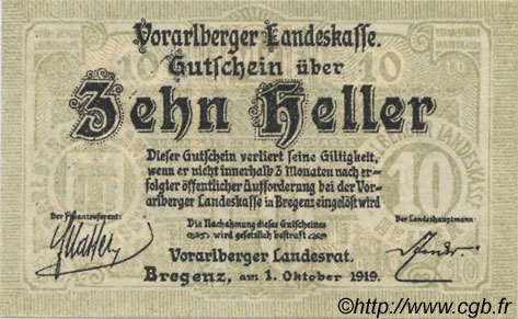 10 Heller AUTRICHE  1919 PS.145 NEUF