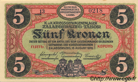 5 Kronen AUTRICHE Zalaegerszeg 1916 L.53f pr.NEUF