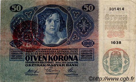 50 Korona HONGRIE  1920 P.025 TTB