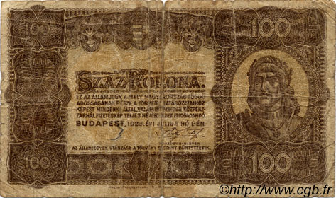 100 Korona HONGRIE  1923 P.073a B