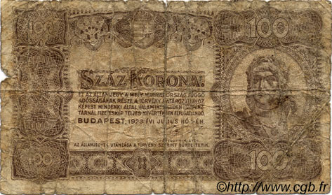 100 Korona HONGRIE  1923 P.073b AB