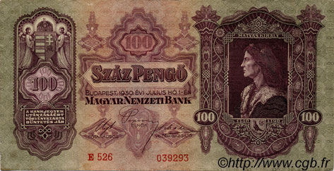 100 Pengö HUNGRíA  1930 P.098 MBC