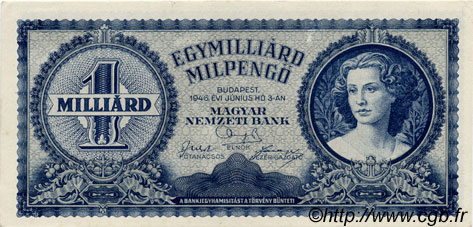 1000000000 Milpengö HONGRIE  1946 P.131 pr.SPL