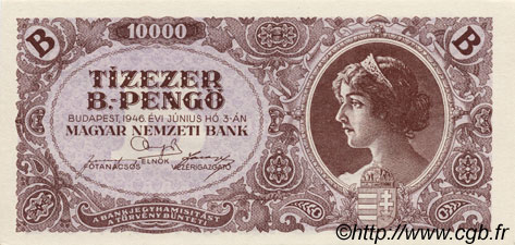 10000 B-Pengö HONGRIE  1946 P.132 pr.NEUF